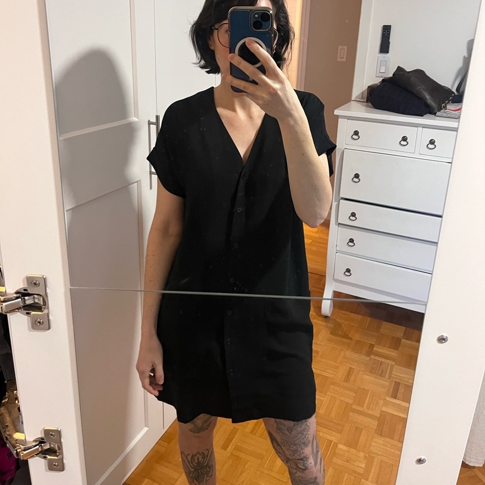 Frank and oak Black Button-Front Shift Dress